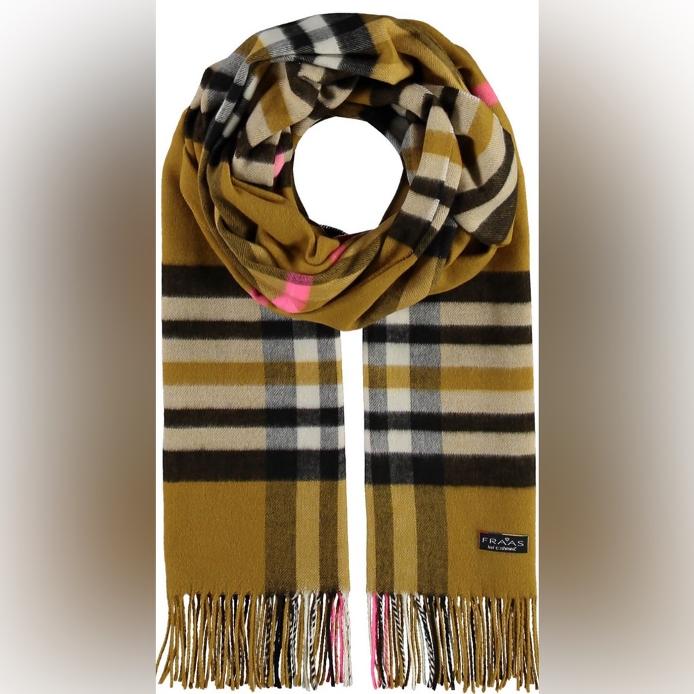FRAAS Plaid Cashmink Blanket Scarf Bronze